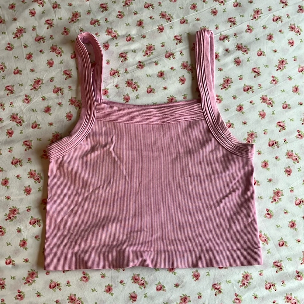 pink cropped tank top out from under urban outfitters